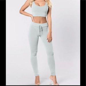 Fashion nova sage green matching outfit set size L